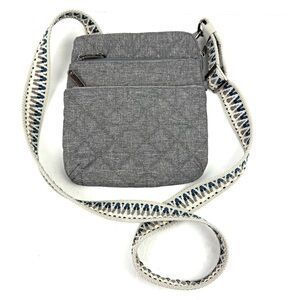 Travelon‎ Boho Slim Crossbody Bag Gray Quilted Handbag Anti Theft Brand New